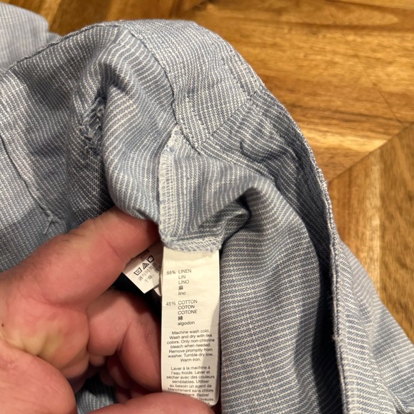 Gap Womens Light Blue Striped Linen Blend Drawstring Waist Casual Pants Nautical - Picture 4 of 9